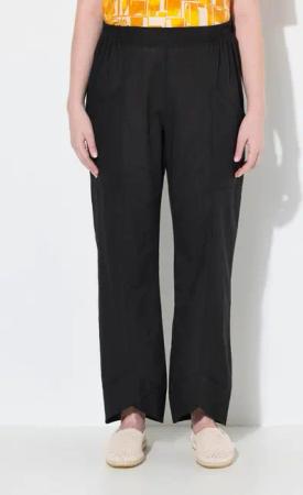 Ulla Popken 7/8-Hose Hose Leinenmix Schmucksaum weites Bein