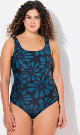 Ulla Popken Badeanzug Badeanzug Blüten ohne Softcups Rundhals