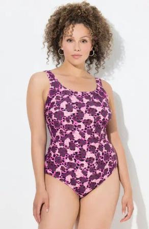 Ulla Popken Badeanzug Badeanzug Camouflage-/Leo-Muster ohne Softcups