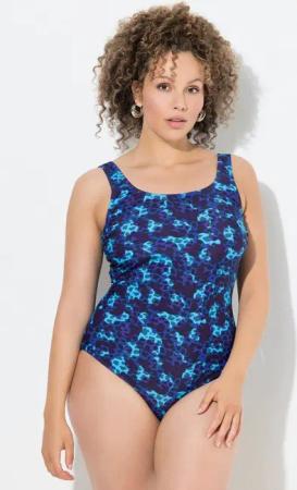 Ulla Popken Badeanzug Badeanzug Camouflage-/Leo-Muster ohne Softcups