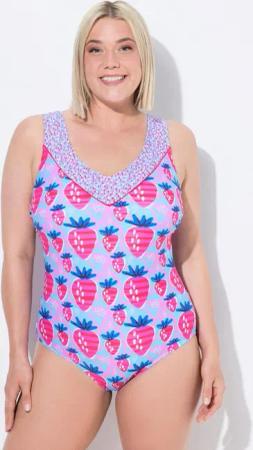 Ulla Popken Badeanzug Badeanzug Erdbeeren Softcups Komplettfutter