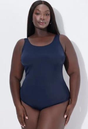 Ulla Popken Badeanzug Badeanzug extraweiches Futter seitliche Raffung