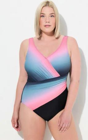 Ulla Popken Badeanzug Badeanzug Farbverlauf drapiert Softschalen