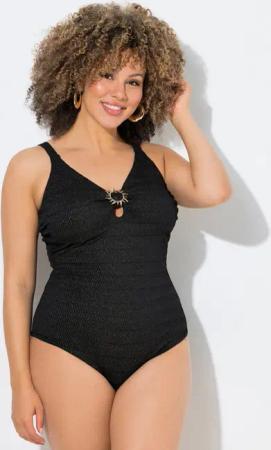 Ulla Popken Badeanzug Badeanzug Glitter Sonnenspange Softcups recycelt