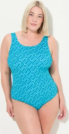 Ulla Popken Badeanzug Badeanzug grafischer Druck ohne Softcups Rundhals