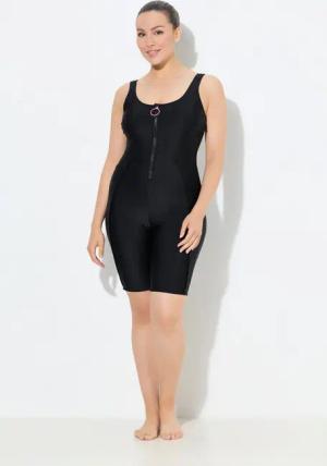 Ulla Popken Badeanzug Badeanzug langes Bein ohne Softcups Zipper