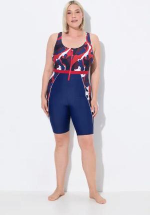 Ulla Popken Badeanzug Badeanzug langes Bein ohne Softcups Zipper