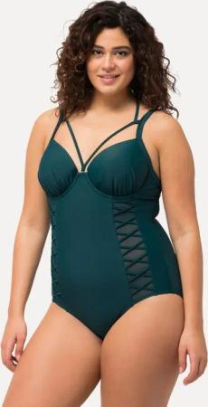 Ulla Popken Badeanzug Badeanzug Neckholder Softcups Bügel recycelt