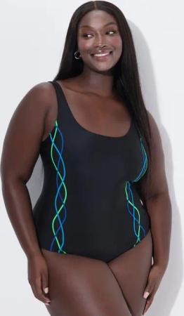 Ulla Popken Badeanzug Badeanzug Pipings Unterbrustband Vorderfutter