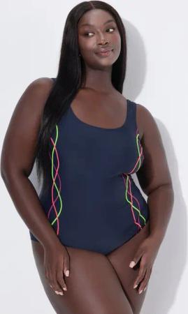 Ulla Popken Badeanzug Badeanzug Pipings Unterbrustband Vorderfutter