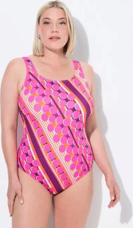 Ulla Popken Badeanzug Badeanzug Punkte ohne Softcups Rundhals