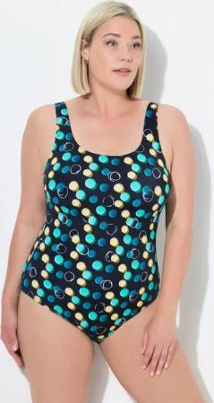 Ulla Popken Badeanzug Badeanzug Punkte ohne Softcups Rundhals