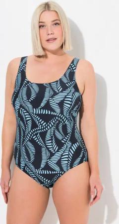 Ulla Popken Badeanzug Badeanzug Ranken ohne Softcups Rundhals