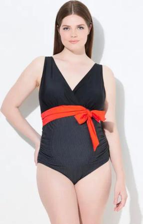 Ulla Popken Badeanzug Badeanzug Softschalen Zierschleife Schwangerschaft