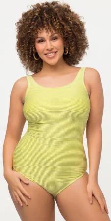 Ulla Popken Badeanzug Badeanzug Streifen Struktur Softcups Rundhals