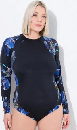 Ulla Popken Badeanzug Badeanzug UPF 50+ ohne Softcups Stehkragen