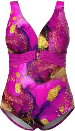 Ulla Popken Badeanzug Badeanzug Zierband Schnalle Softcups