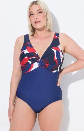 Ulla Popken Badeanzug Badeanzug Zierknoten Softcups bedruckte Büste