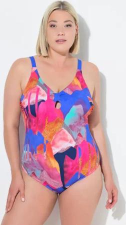 Ulla Popken Badeanzug Badeanzug Zierknoten Softcups recycelt