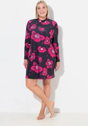 Ulla Popken Badekleid Badekleid Blüten Softcups Langarm Stehkragen