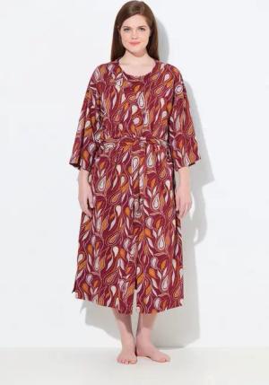 Ulla Popken Bademantel Bademantel Paisley Kimono-Form 3/4-Arm, lang, Materialmix