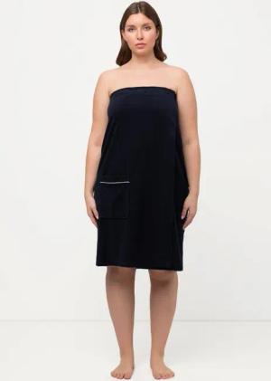 Ulla Popken Bademantel Frottee-Kilt Klettverschluss Rücken-Bündchen, normal, Materialmix