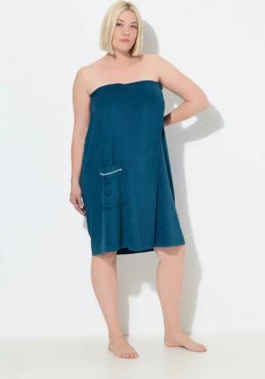 Ulla Popken Bademantel Frottee-Kilt Klettverschluss Rücken-Bündchen, normal, Materialmix