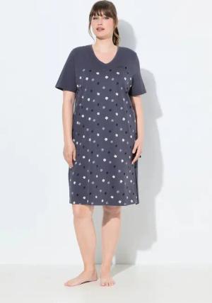 Ulla Popken Bigshirt Bigshirt Blüten Stickerei V-Ausschnitt Halbarm