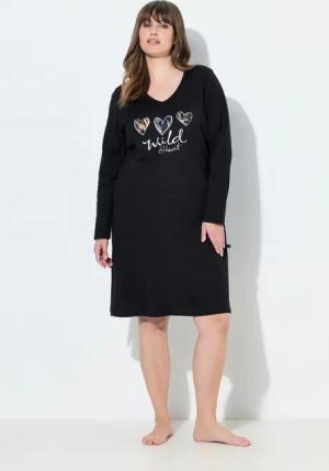 Ulla Popken Bigshirt Bigshirt Leomotiv V-Ausschnitt Langarm