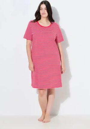 Ulla Popken Bigshirt Bigshirt Ringel Rundhals Halbarm Biobaumwolle