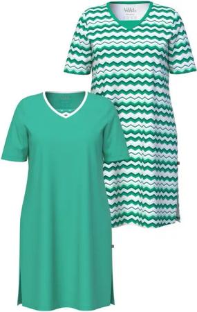 Ulla Popken Bigshirt Bigshirts 2er-Pack Zacken/uni V-Ausschnitt Halbarm (2-tlg)