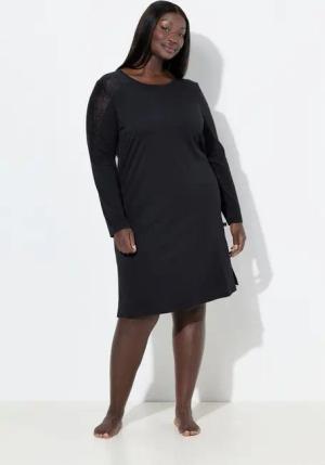 Ulla Popken Bigshirt Nachthemd Spitze Rundhals Langarm Modalmix