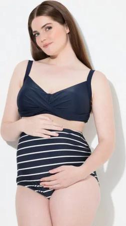 Ulla Popken Bikinislip Badeslip Ringel breiter Stretch-Einsatz Schwangerschaft