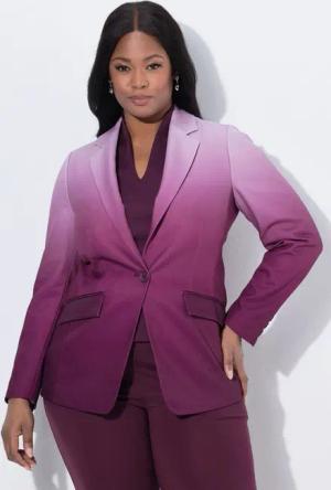 Ulla Popken Blusenblazer Blazer Farbverlauf Reverskragen Komplettfutter