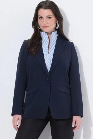 Ulla Popken Blusenblazer Blazer Reverskragen Klappentaschen Knopfverschluss