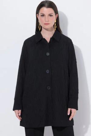 Ulla Popken Blusenblazer Jacquard-Jerseyblazer A-Linie Hemdkragen Langarm