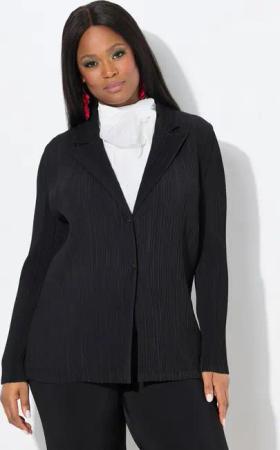 Ulla Popken Blusenblazer Plissee-Blazer Reverskragen Knopfverschluss