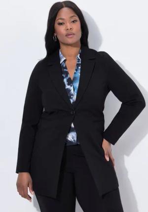 Ulla Popken Blusenblazer Punto-Blazer Reverskragen Langarm Komplettfutter