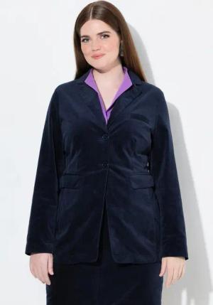 Ulla Popken Blusenblazer Samtblazer leicht tailliert Reverskragen