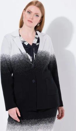 Ulla Popken Blusenblazer Strick-Blazer Farbverlauf Reverskragen Langarm