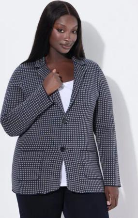 Ulla Popken Blusenblazer Strick-Blazer Reverskragen Langarm