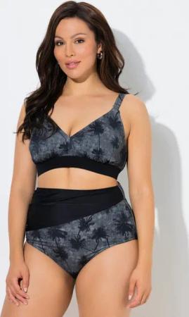 Ulla Popken Bügel-BH Bikini Palmen ohne Softcups Träger verstellbar