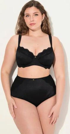 Ulla Popken Bügel-BH Bügel-BH ohne Softcups Satin Spitze Cup C - F