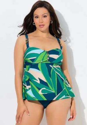 Ulla Popken Bügel-BH Tankini Blätter Softcups Träger verstellbar