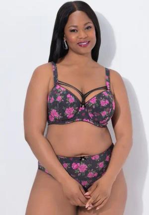 Ulla Popken Bügel-BH TruYou Bügel-BH Softcups Rosen Zierbänder