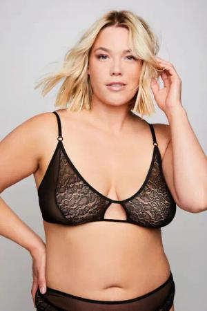 Ulla Popken Bustier Bralette Leo Spitze und Mesh
