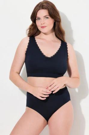 Ulla Popken Bustier Bustier Zierkante V-Ausschnitt Biobaumwolle