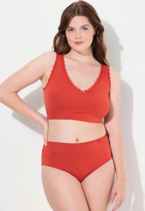 Ulla Popken Bustier Bustier Zierkante V-Ausschnitt Biobaumwolle