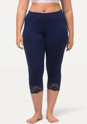 Ulla Popken Caprihose Capri elastischer Spitzensaum