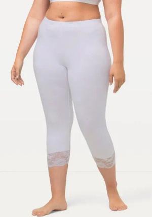 Ulla Popken Caprihose Capri elastischer Spitzensaum